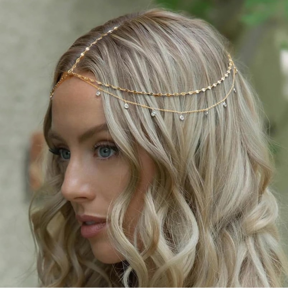 Elegant Gold Head Chain with rhinestones